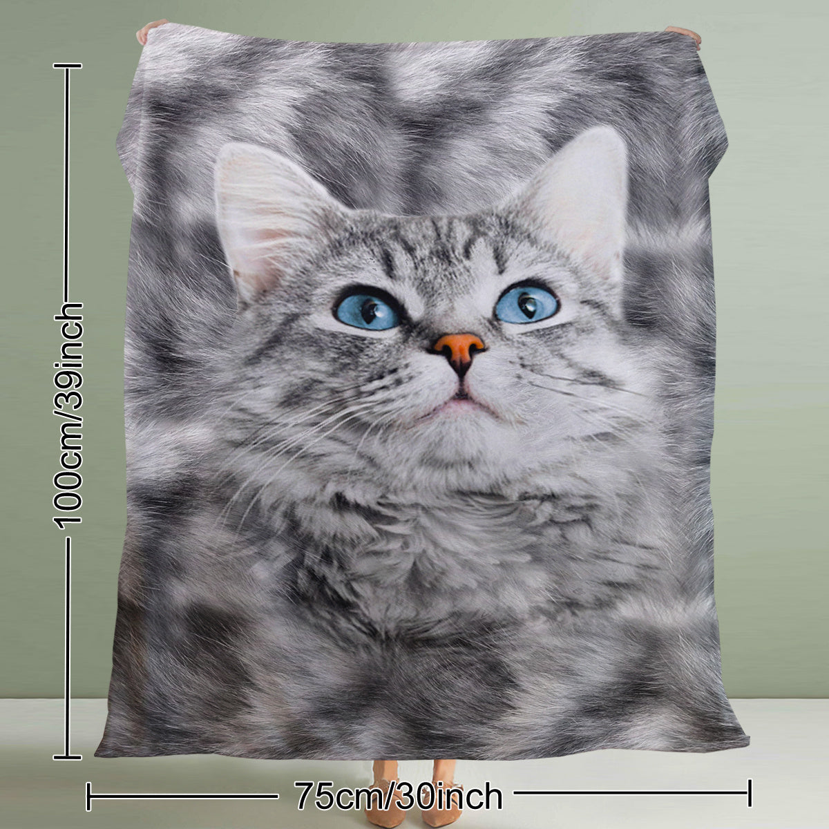 Cat Blanket for Cat Lovers – Cute Black & White Cat Print Fleece Sherpa Throw for Girls & Women, 130 × 150 cm