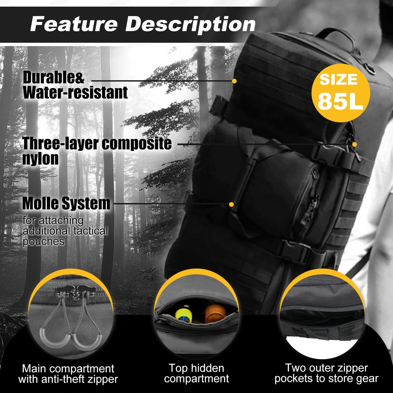 Durable 3-in-1 Military Backpack & Travel Duffle Bag