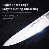 15-Piece Kitchen Knife Set with Block – German High-Carbon Stainless Steel, Hollow Ergonomic Handles, Includes Scissors & Sharpener, Oak Block