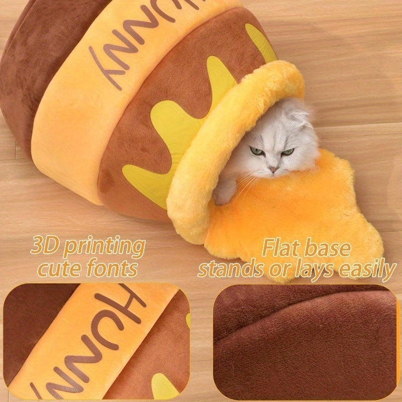 Honey Pot Cat Cave Bed – Indoor Cat Nest with Removable Cushion, Thick Sponge & Washable Cozy Bed for Small Pets
