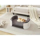 Scandinavian Style Cat Couch Bed – Indoor Pet Sofa with Elevated Design, Removable Mattress Cover & Modern White/Grey Finish
