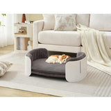 Scandinavian Style Cat Couch Bed – Indoor Pet Sofa with Elevated Design, Removable Mattress Cover & Modern White/Grey Finish