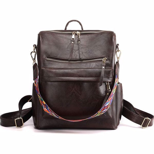 Women’s PU Leather Backpack – Stylish Casual Daypack for School, Work & Travel with Multi-Pockets