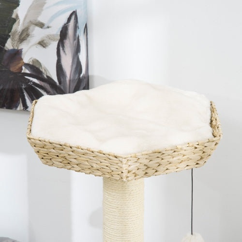 PawHut 47" Cat Tree – Kitty Activity Center with Fluff Bed, Condo, Sisal Scratching Post & Hanging Ball, Natural