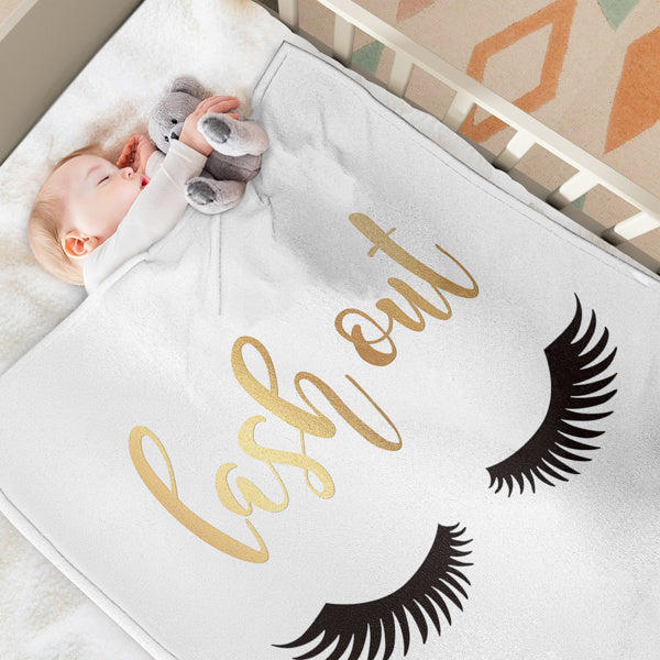Flannel Fuzzy Blanket – Long Eyelashes Print, Plush Soft Fleece Throw, 150 × 200 cm