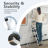 Durable 4-Step Folding Ladder with Safety Handle & Anti-Skid Pedals