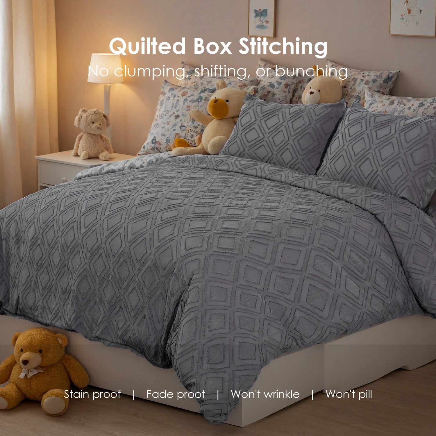 Bohemian Tufted Quilt Cover Set – 3-Piece Premium Bedding with Cut Flower Design, Soft & Machine-Washable, No Shrinkage