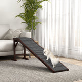 Pet Ramp for Dogs with Non-Slip Carpet & Top Platform – Pine Wood, 74" × 16" × 25"