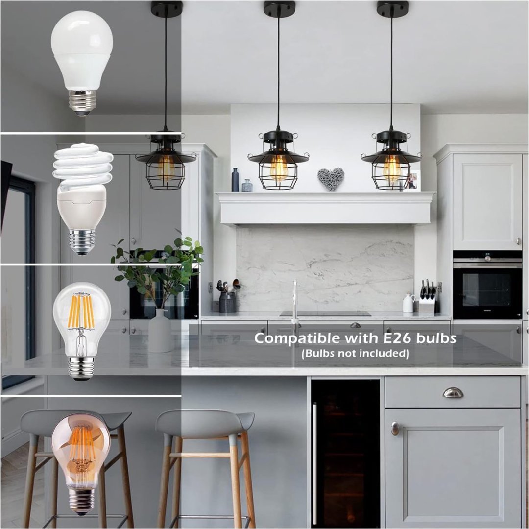 Rustic Vintage Farmhouse Pendant Light with Adjustable Height