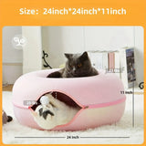 Peekaboo Cat Cave for Indoor Cats, Cat Donut Cat Tunnel Bed, Scratch Resistant Cat Toys for Medium Large Cats - PulinGO