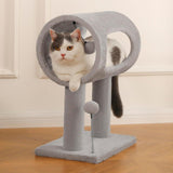 Gray Indoor Cat Tree – 20.5″ Climbing Tower with Scratching Post, Tunnel Bed & Hanging Ball Toy