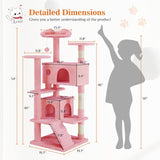 54" Cat Tree Tower – Multi-Level Activity Center with Sisal Scratching Posts, Plush Toys, Ladder & Resting Platforms