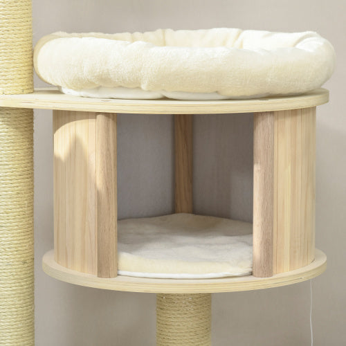 PawHut 3-Level Cat Tree with Sisal Scratching Posts & Badminton Toy