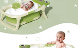 Collapsible Baby Bathtub with Cushion & Thermometer – Foldable Portable Tub (Green)