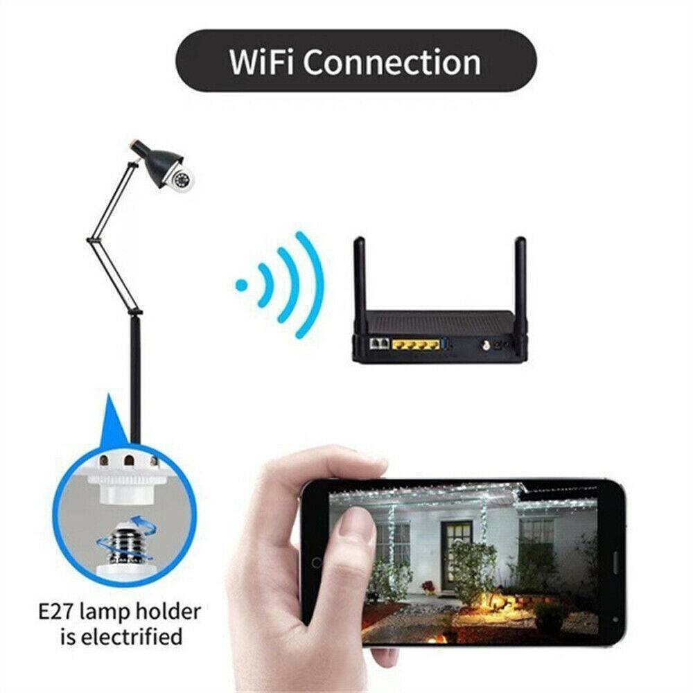 360° Light Bulb Security Camera - 1080P WiFi Camera with Easy E27 Socket Installation