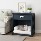 Vintage Small Locker with LED Lights & Pet Bed – Multi-Functional Wooden Pet Furniture with Storage and Cozy Sleeping Space