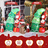 6-Ft Inflatable Christmas Tree with Elf & Santa – Lighted Outdoor Holiday Decoration
