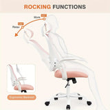 OLIXIS Ergonomic Office Desk Computer Chair, High Back Comfy Swivel Home Gaming Mesh Chairs with Wheels, Adjustable Headrest, Comfortable Lumbar Support, Flip-up Arms, 144° Tilt for Study - PulinGO