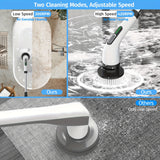 24 V Electric Spin Scrubber with Adjustable Handle & 8 Brush Heads – Adjustable Extension Handle, 2 Speed Settings for Bathroom, Kitchen, Car, Walls