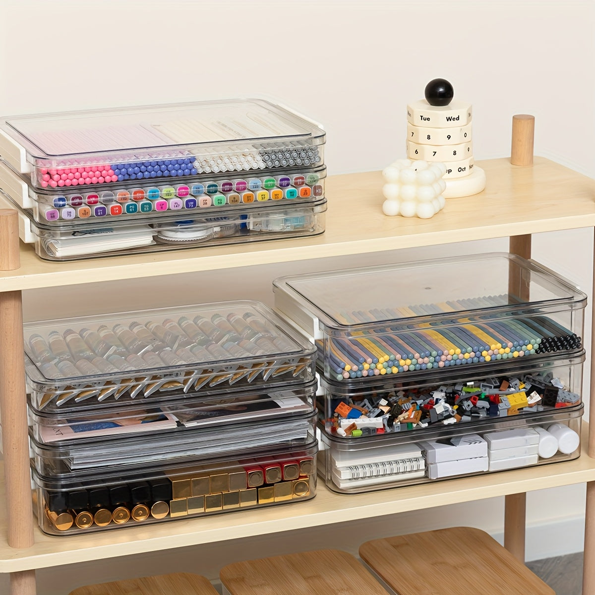 5-Piece Clear Plastic File Storage Boxes with Lids – Portable Stackable Organizer for Tools, Jewelry & Craft Supplies 🎨