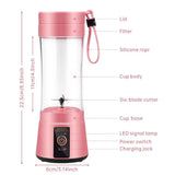 Portable Blender Cup,Electric USB Juicer Blender,Mini Blender Portable Blender For Shakes and Smoothies, juice,380ml, Six Blades Great for Mixing，Pink，Black，Purple - PulinGO