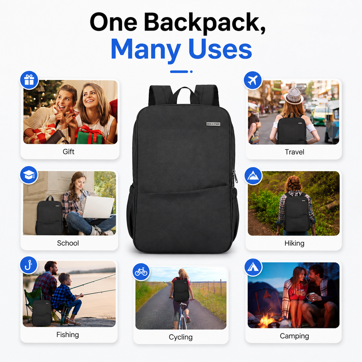 15.6-Inch Laptop Backpack with USB Charging – Water-Resistant Deep Storage Travel & Work Bag