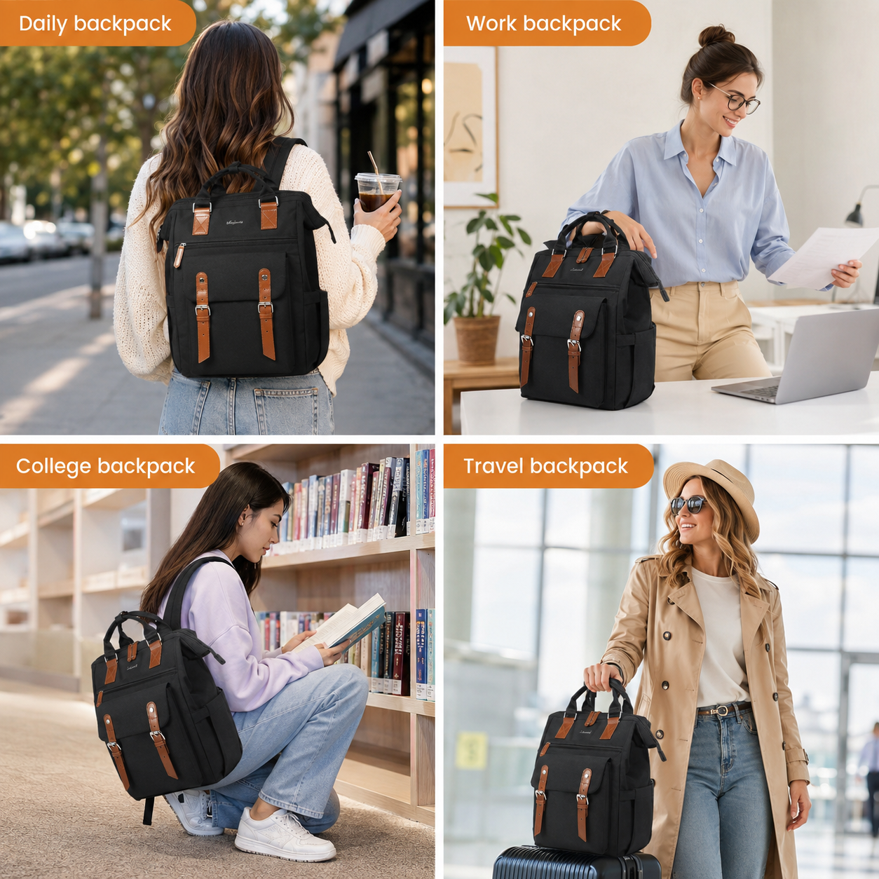 Women’s 15.6" Laptop Backpack – Premium Work, Travel & Everyday Organizer Bag