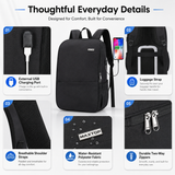 15.6-Inch Laptop Backpack with USB Charging – Water-Resistant Deep Storage Travel & Work Bag