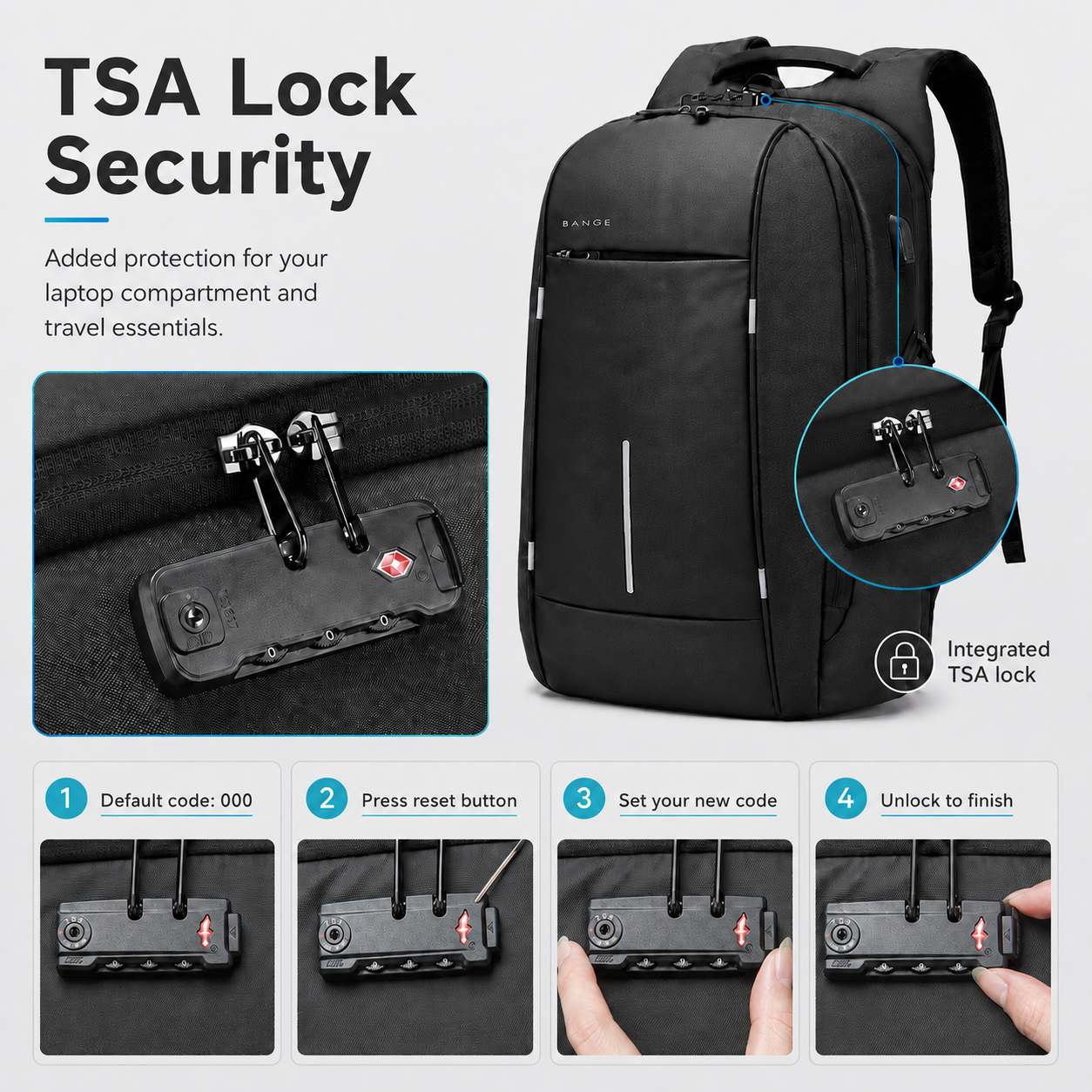 Slim Anti-Theft 15.6" Laptop Backpack with TSA Lock & USB Charging – Business Travel Backpack