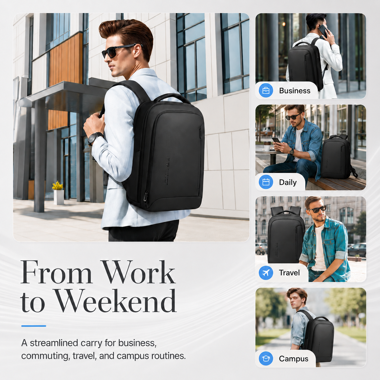 Premium 17" Business Laptop Backpack – Water-Resistant Work & Travel Bag with USB Charging