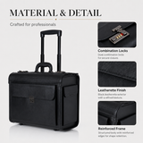 17-Inch Executive Rolling Laptop Briefcase with Wheels & Combination Locks