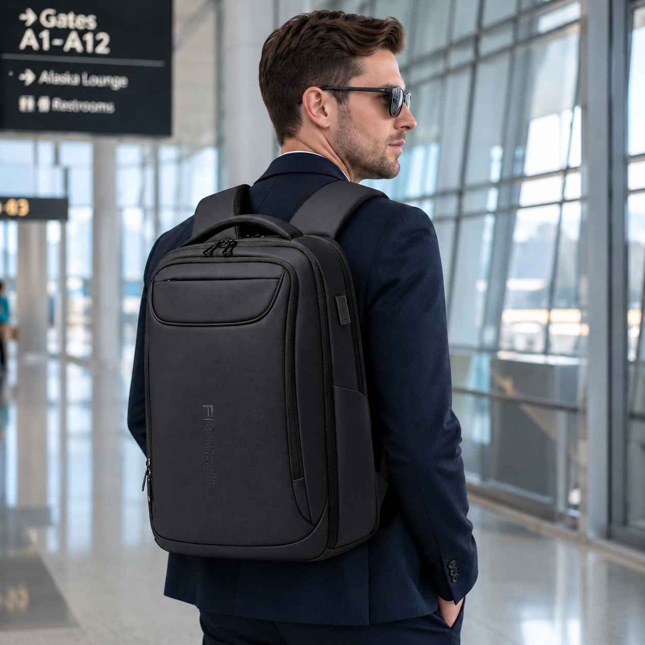 15.6” Business Laptop Backpack – Water-Resistant Work & Travel Backpack with USB-A & USB-C Charging Ports