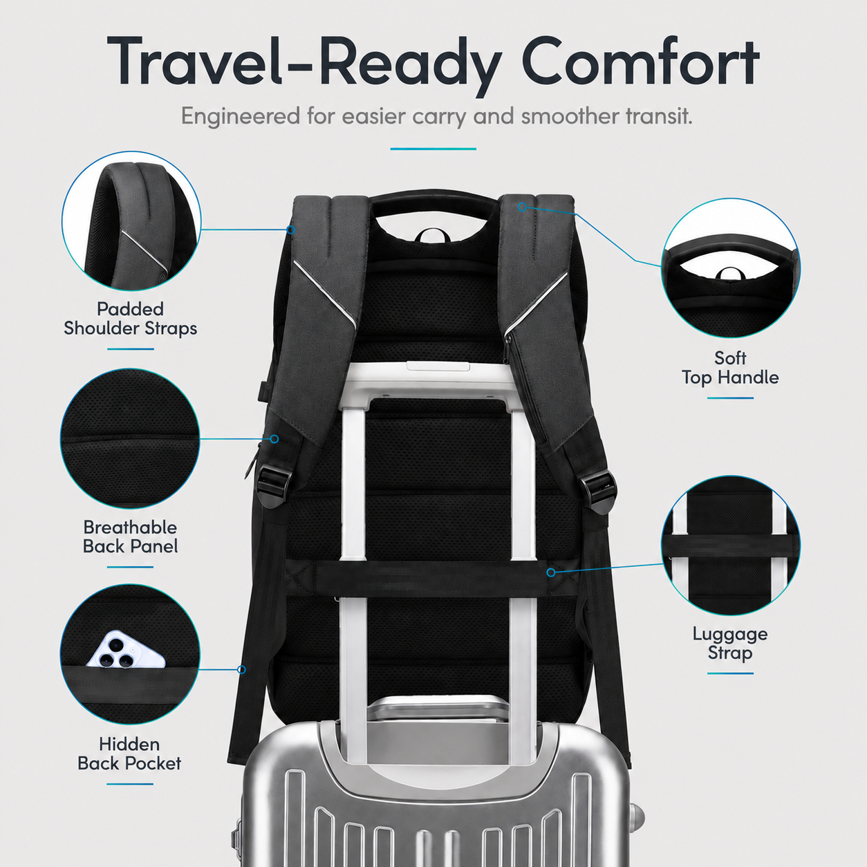 Slim Anti-Theft 15.6" Laptop Backpack with TSA Lock & USB Charging – Business Travel Backpack