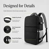 Flight-Approved Lightweight Travel Backpack with 15.6-Inch Laptop Compartment & Suitcase-Style Opening – Black