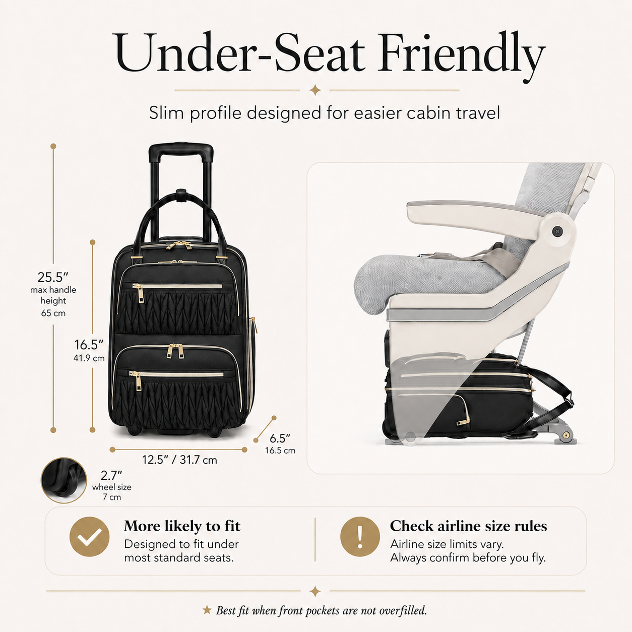 16-Inch Underseat Rolling Carry-On with Laptop Storage