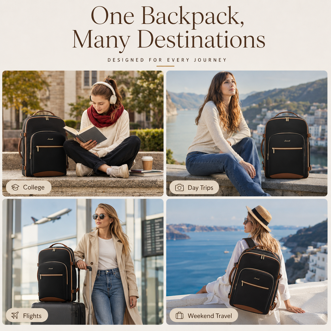 40L Premium Carry-On Travel Backpack with Packing Cubes – TSA-Friendly 17" Laptop Backpack