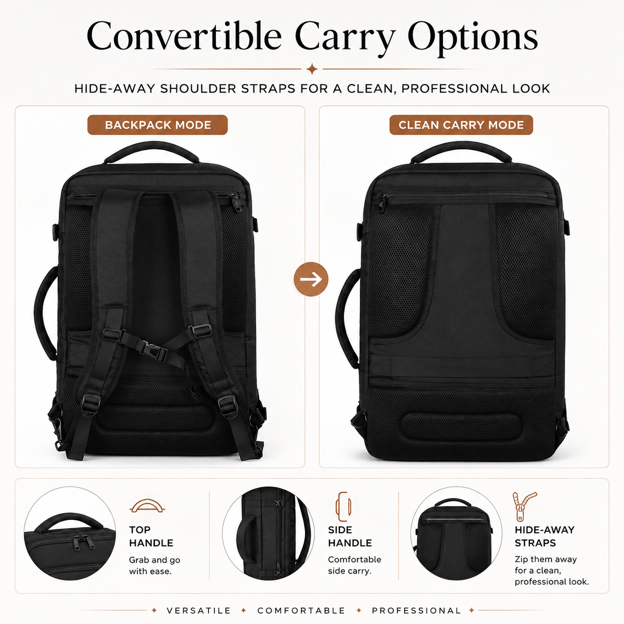 27L Expandable Carry-On Travel Backpack – Convertible Business & Weekend Bag with Smart Organization