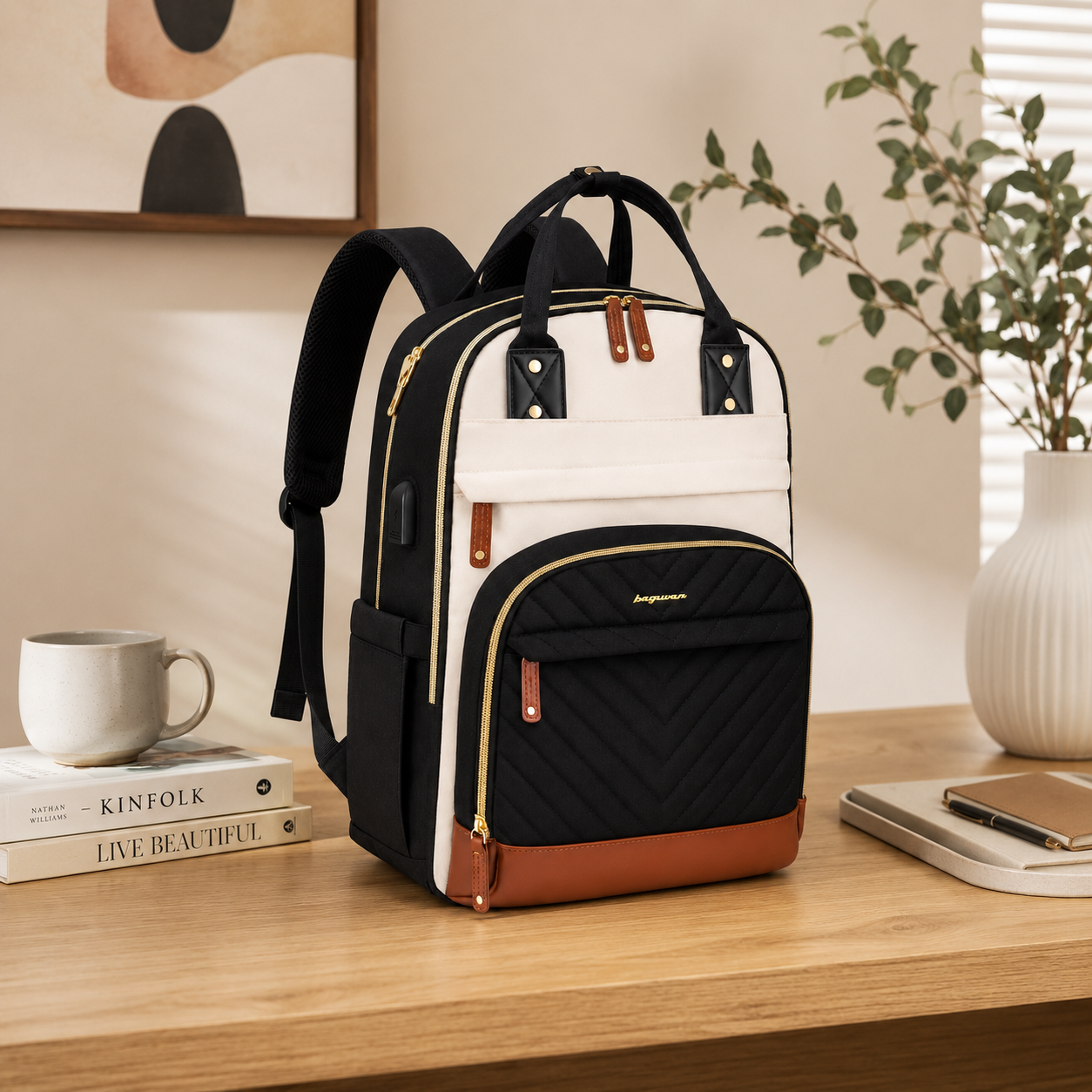 Women’s Premium Laptop Backpack 15.6” – USB Charging, Large Organizer Work & Travel Bag