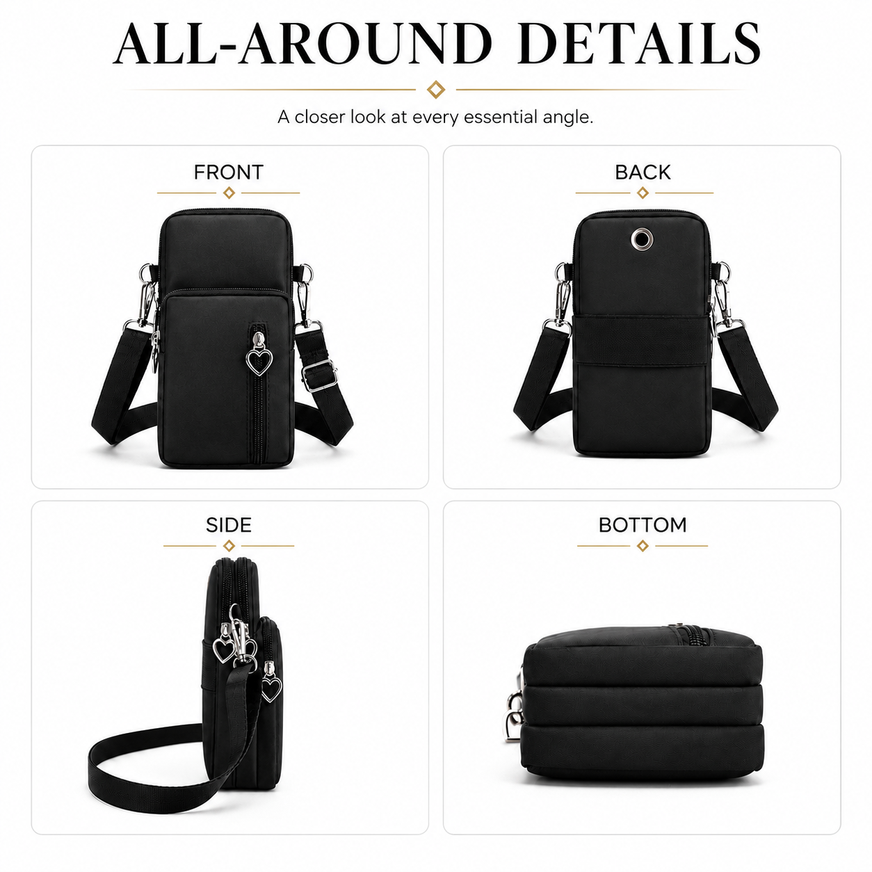 Compact Nylon Crossbody Phone Bag for Women – Lightweight Mini Purse with Adjustable Strap