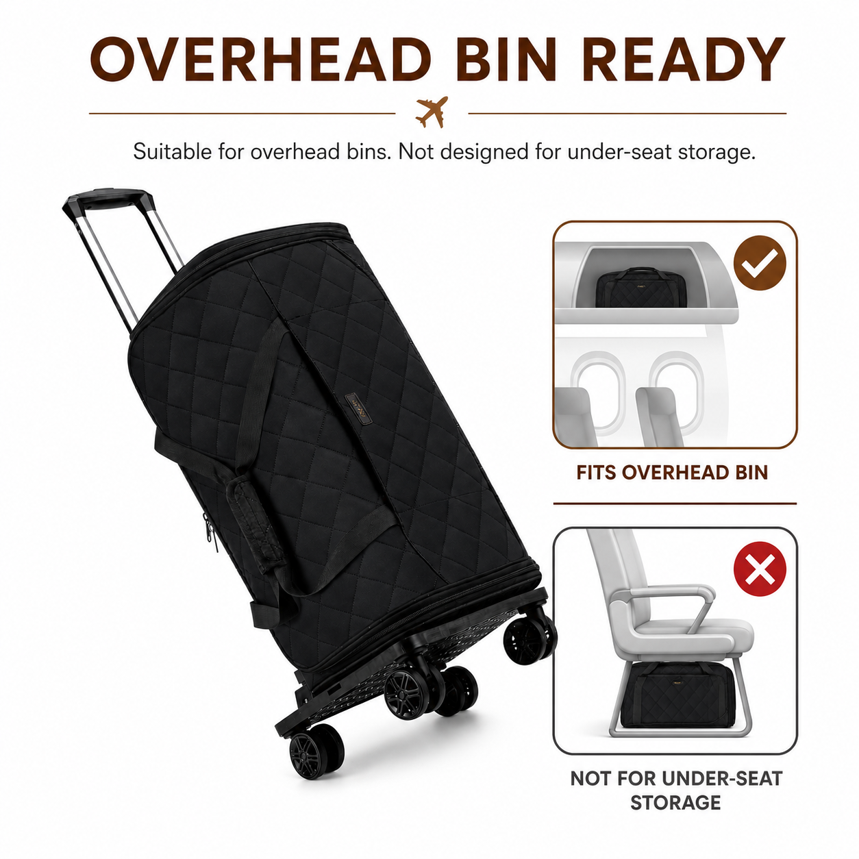 50L Rolling Garment Duffel with Wheels and Shoe Compartment