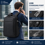 15.6” Business Laptop Backpack – Water-Resistant Work & Travel Backpack with USB-A & USB-C Charging Ports