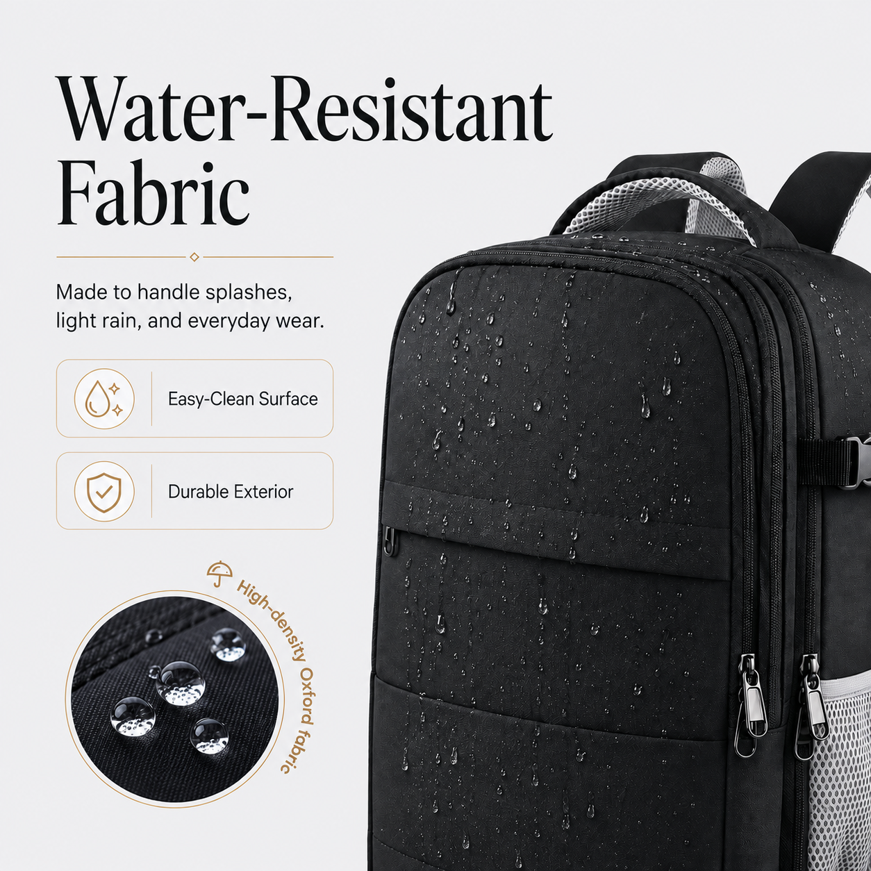 Flight-Approved Lightweight Travel Backpack with 15.6-Inch Laptop Compartment & Suitcase-Style Opening – Black