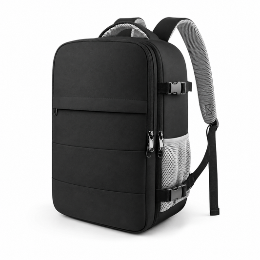 Flight-Approved Lightweight Travel Backpack with 15.6-Inch Laptop Compartment & Suitcase-Style Opening – Black