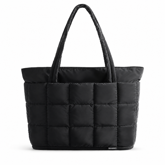 Expandable Puffy Tote Bag for Women – Quilted Laptop, Work & Travel Carry-On Tote