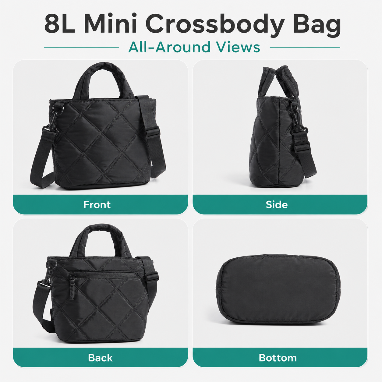 Premium Mini Puffy Crossbody Bag for Women – Lightweight Travel Purse with Card Slots & Multi-Pocket Storage