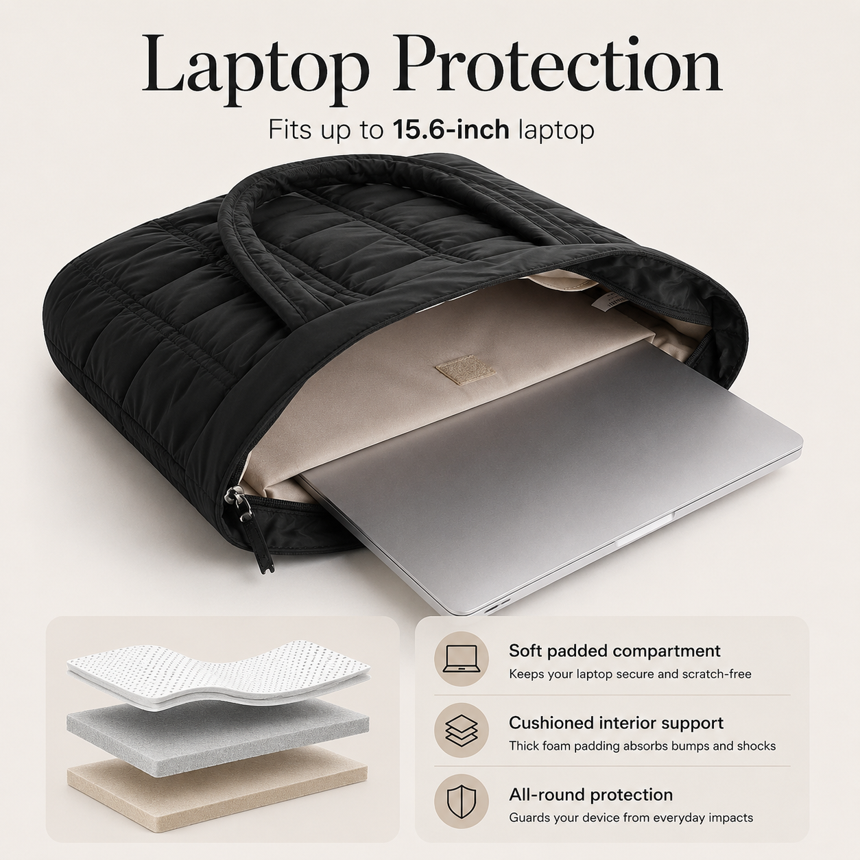 Expandable Puffy Tote Bag for Women – Quilted Laptop, Work & Travel Carry-On Tote