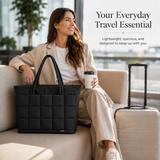 Expandable Puffy Tote Bag for Women – Quilted Laptop, Work & Travel Carry-On Tote