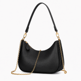 Elegant Black Hobo Shoulder Bag for Women – Convertible Crossbody Purse with Gold-Tone Details