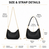 Elegant Black Hobo Shoulder Bag for Women – Convertible Crossbody Purse with Gold-Tone Details