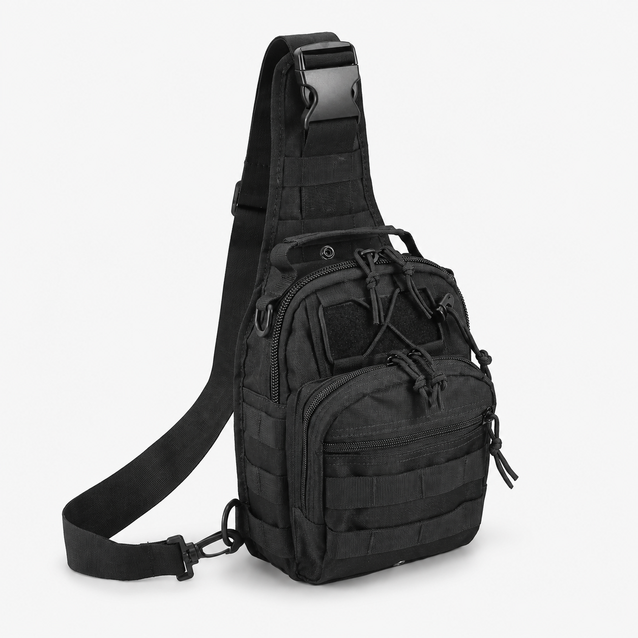 1000D Tactical Sling Bag with MOLLE Webbing – Compact Crossbody Chest Pack for Everyday Carry & Outdoor Use, Black